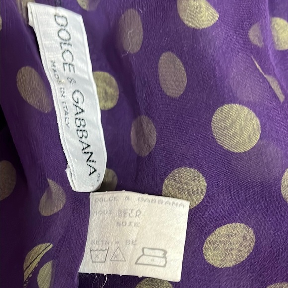 Dolce & Gabbana Purple and
Green Polka Dot Silk Blouse Layered Sz 44 - Picture 7 of 10
